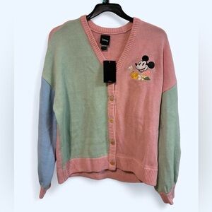 Disney Pastel Pink, Mint & Light Blue Mickey Embroidered Cardigan